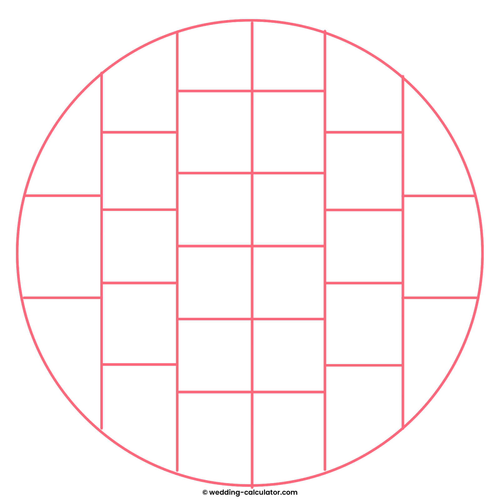 How to cut 28 servings from a wedding cake tier with a diameter of 9″