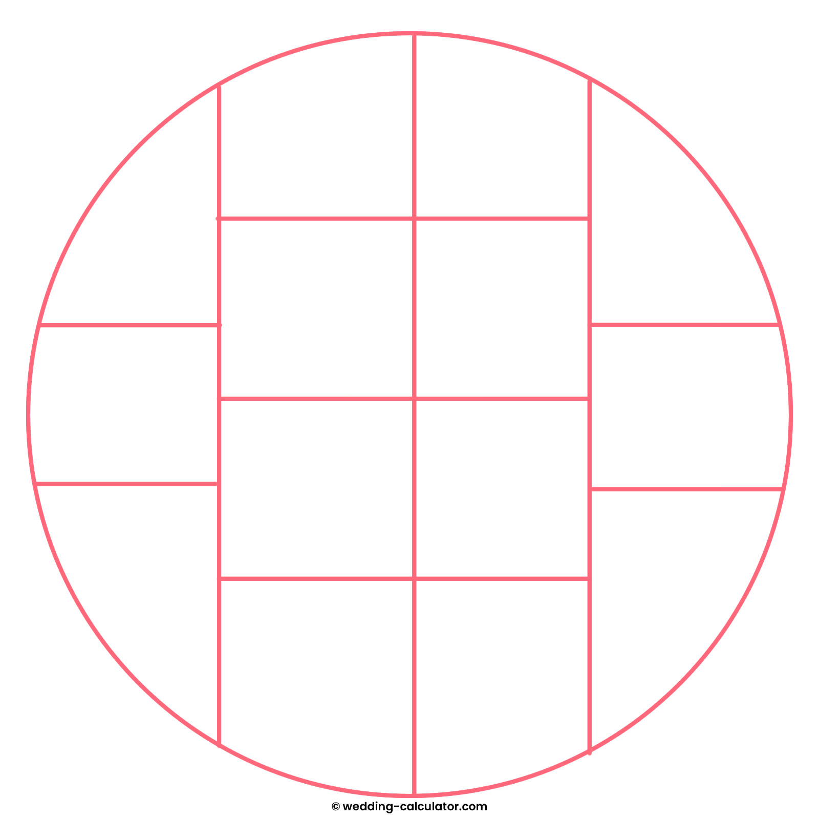 How to cut 14 servings from a wedding cake tier with a diameter of 15 cm